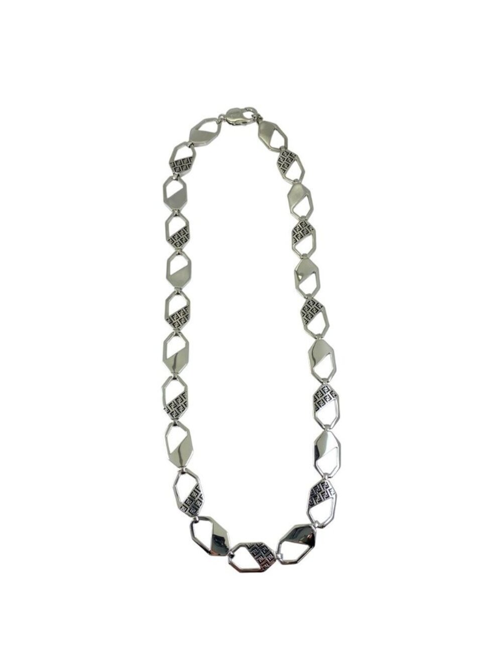 Fendi Pendant FF Logo Zucca Metal Silver